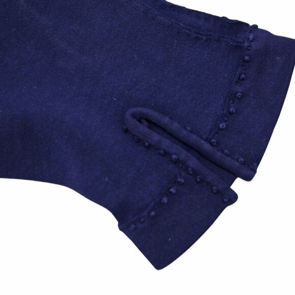 Vintage Blue Cotton Gloves French Knots Wrist Length Outside Stitching - Hey Viv - Picture 3 of 5